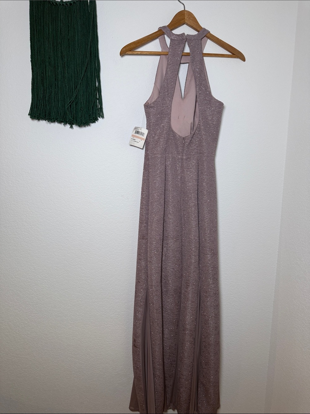 Night Way Collections Rose-Mauve Shimmer Halter Maxi Dress - Picture 10 of 14